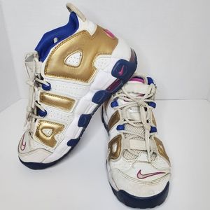 Nike Air More Uptempo Basketball Shoes White/Fucsia Blast Size 5.5Y